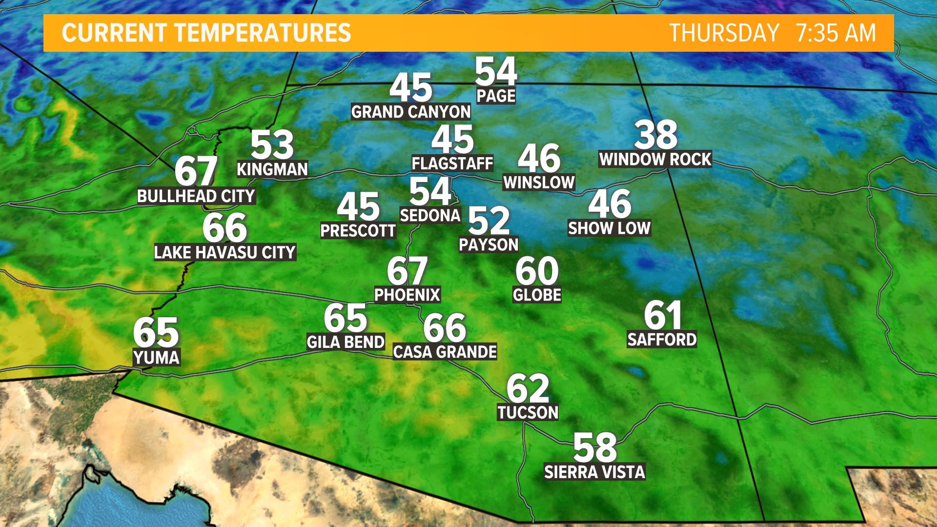 Arizona Current Temperatures