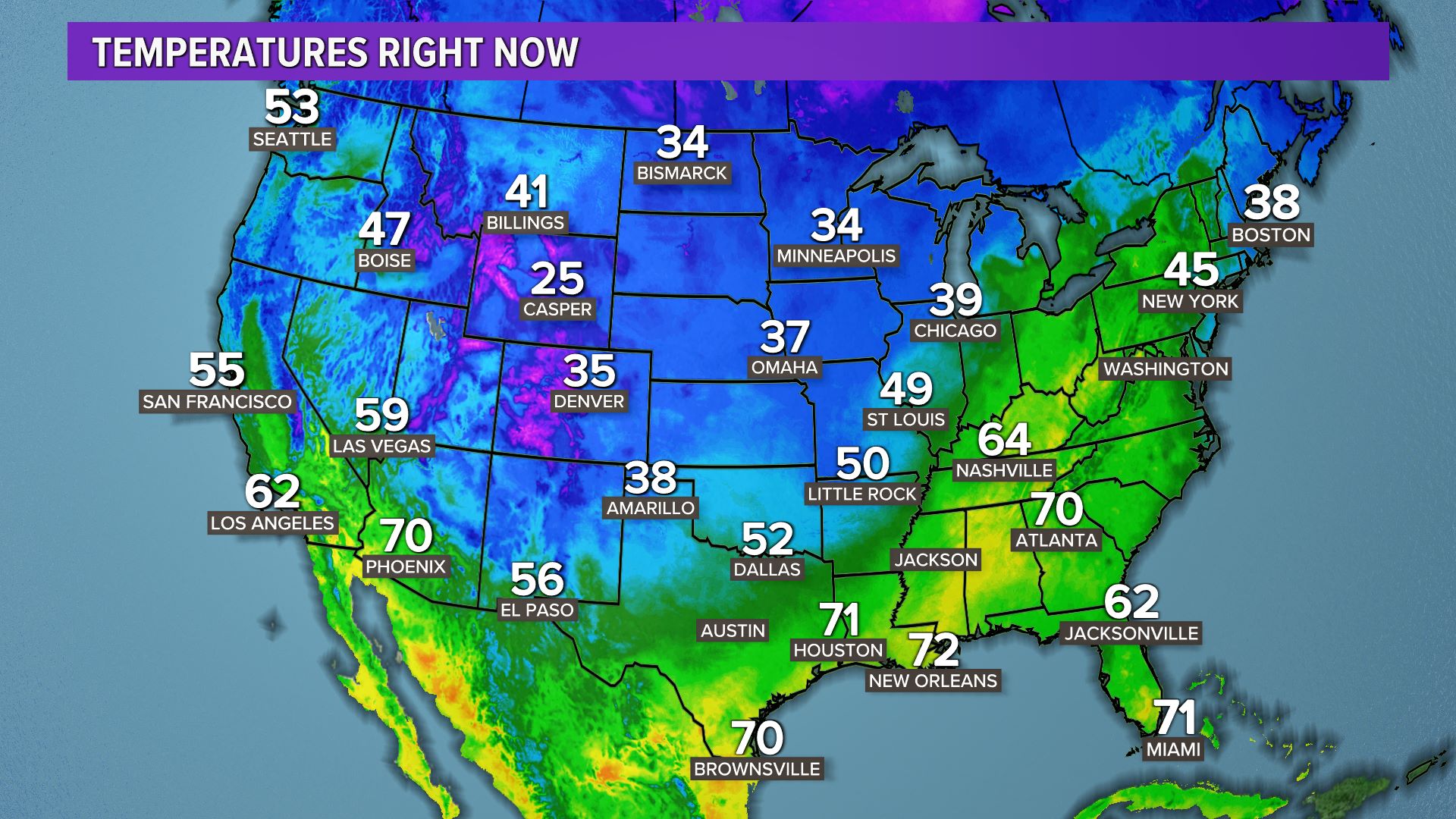 Current Us Weather Map Temperature