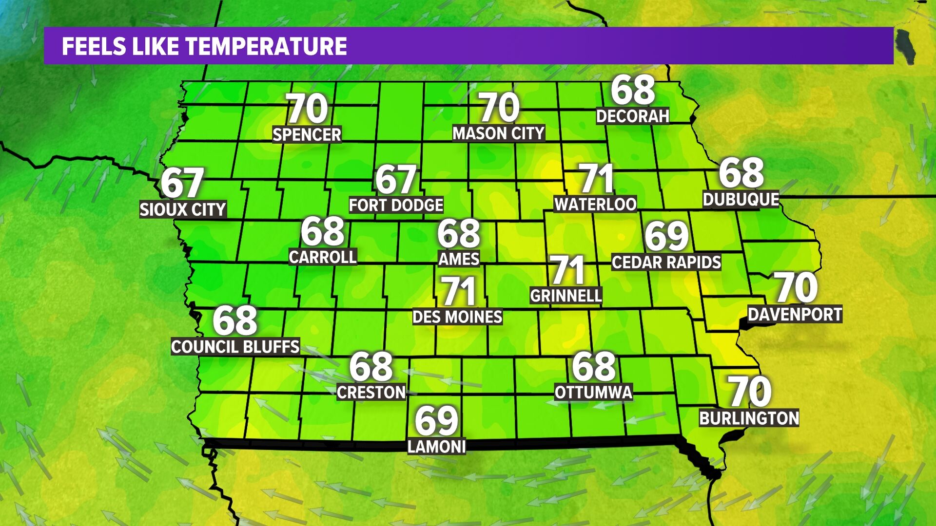 Iowa Feels Like Temperatures